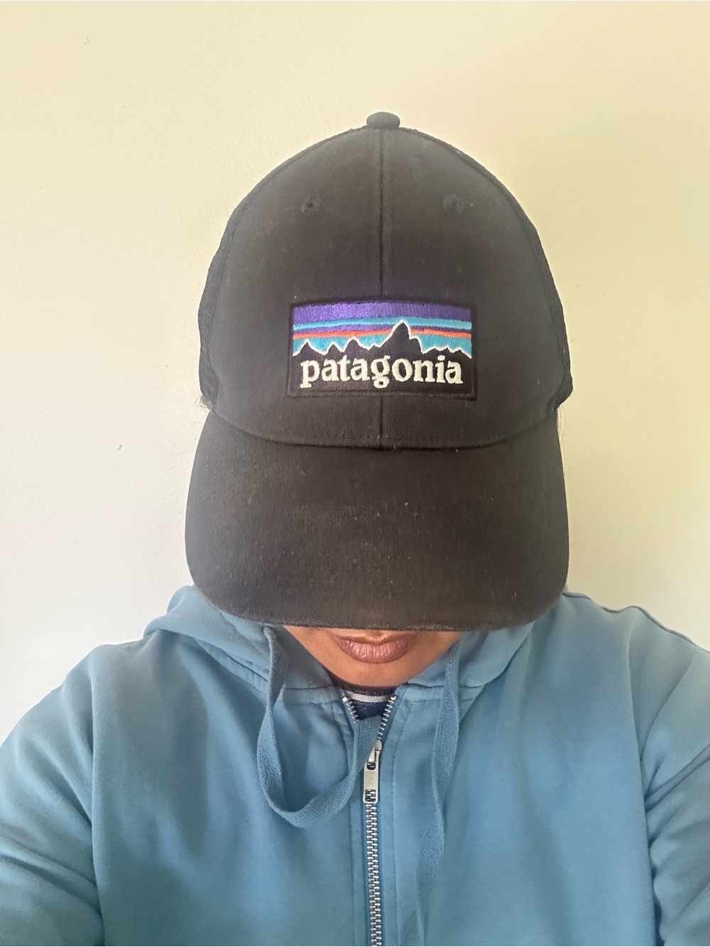 Patagonia Black Cap with Multicolor Mountain Logo